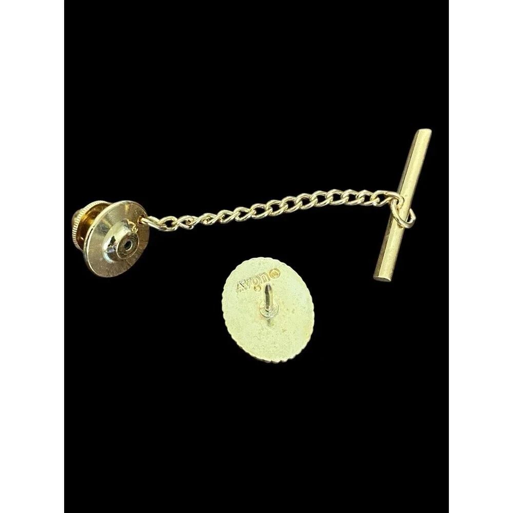 Vintage 1971 Avon Citation Tie Tack Men's Black Gold Tone Classic Accent